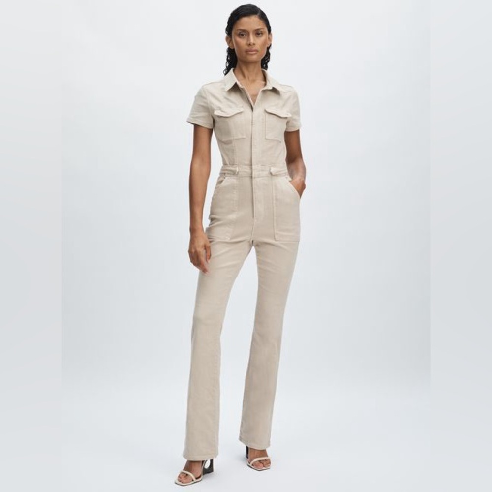 NWOT Anthropologie Good American Beige Denim Small Jumpsuit